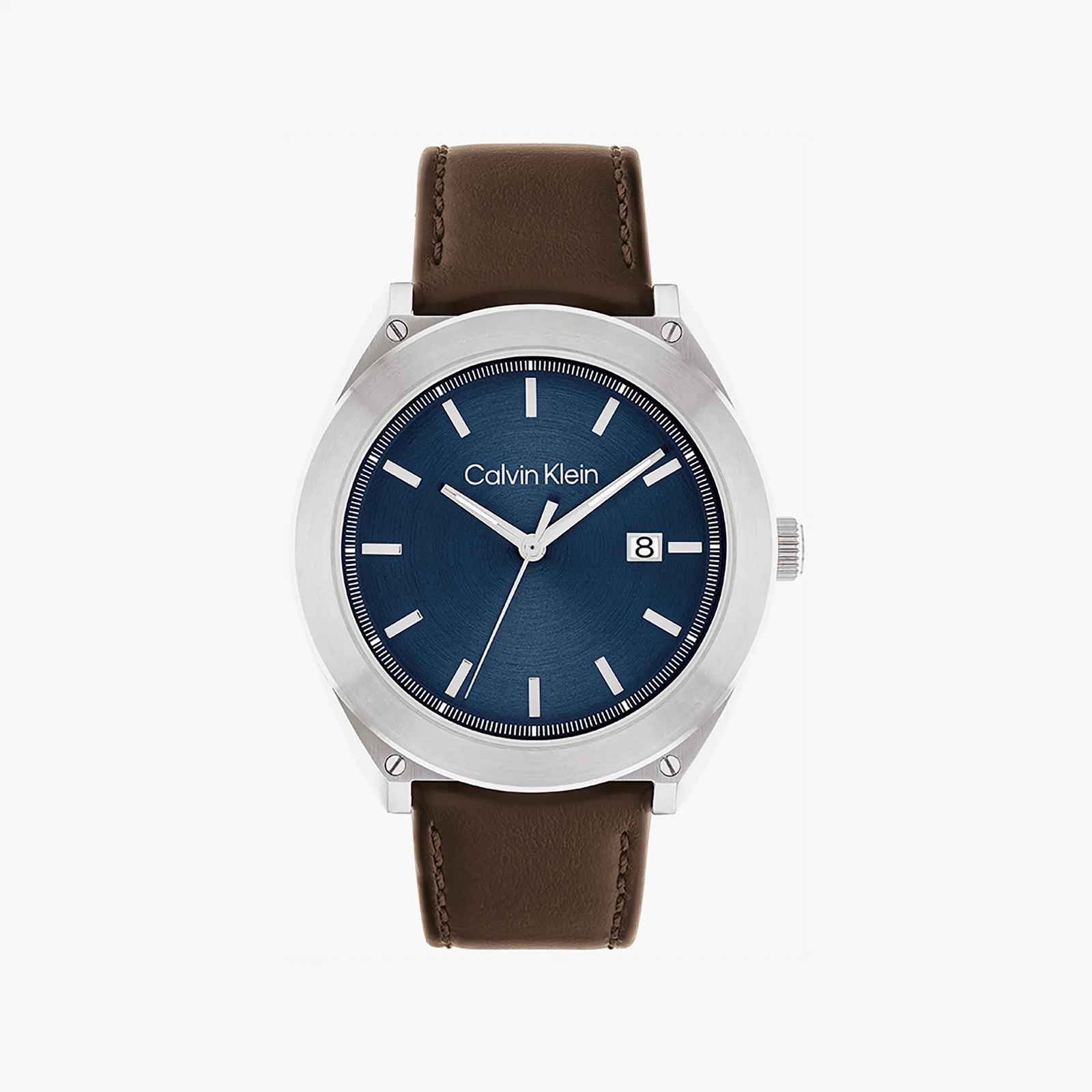 Calvin Klein Men's Silver/Blue, Brown Leather | 25200200 by i-watch