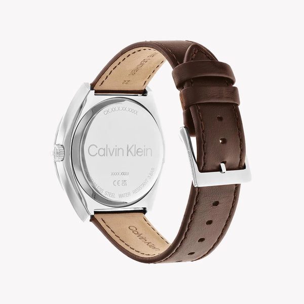 Calvin Klein Men's Silver/Blue, Brown Leather | 25200200 by i-watch