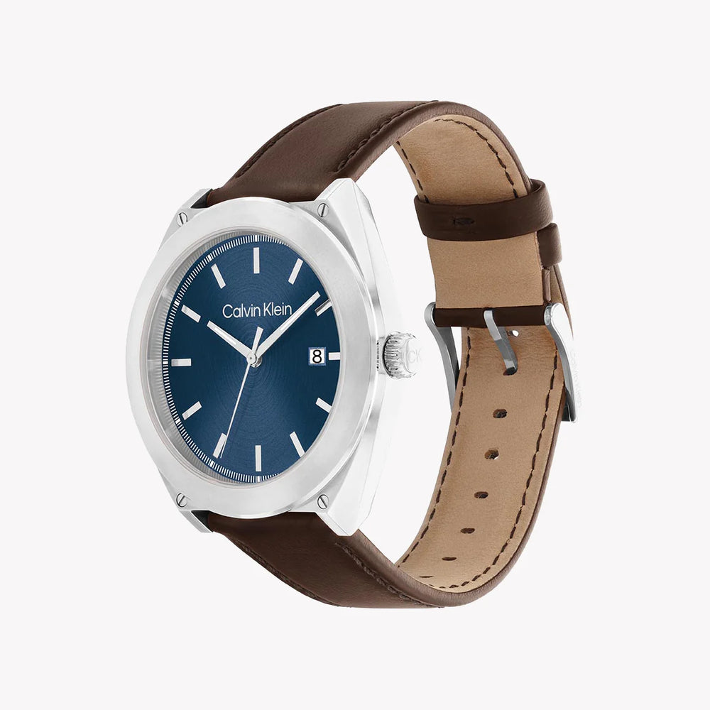 Calvin Klein Men's Silver/Blue, Brown Leather | 25200200 by i-watch
