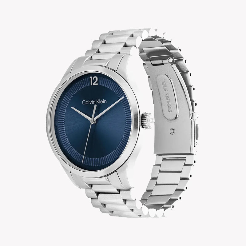 Ck Calvin Klein Unisex Silver/Blue Quartz Watch | 25200225 by i-watch