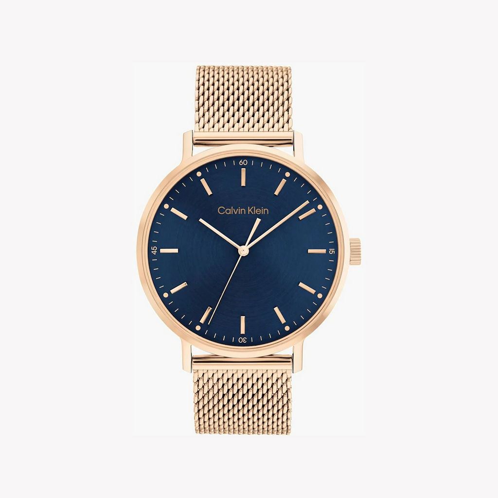 Ck Men's Rose Gold/Blue Stainless Steel Watch | 25200314