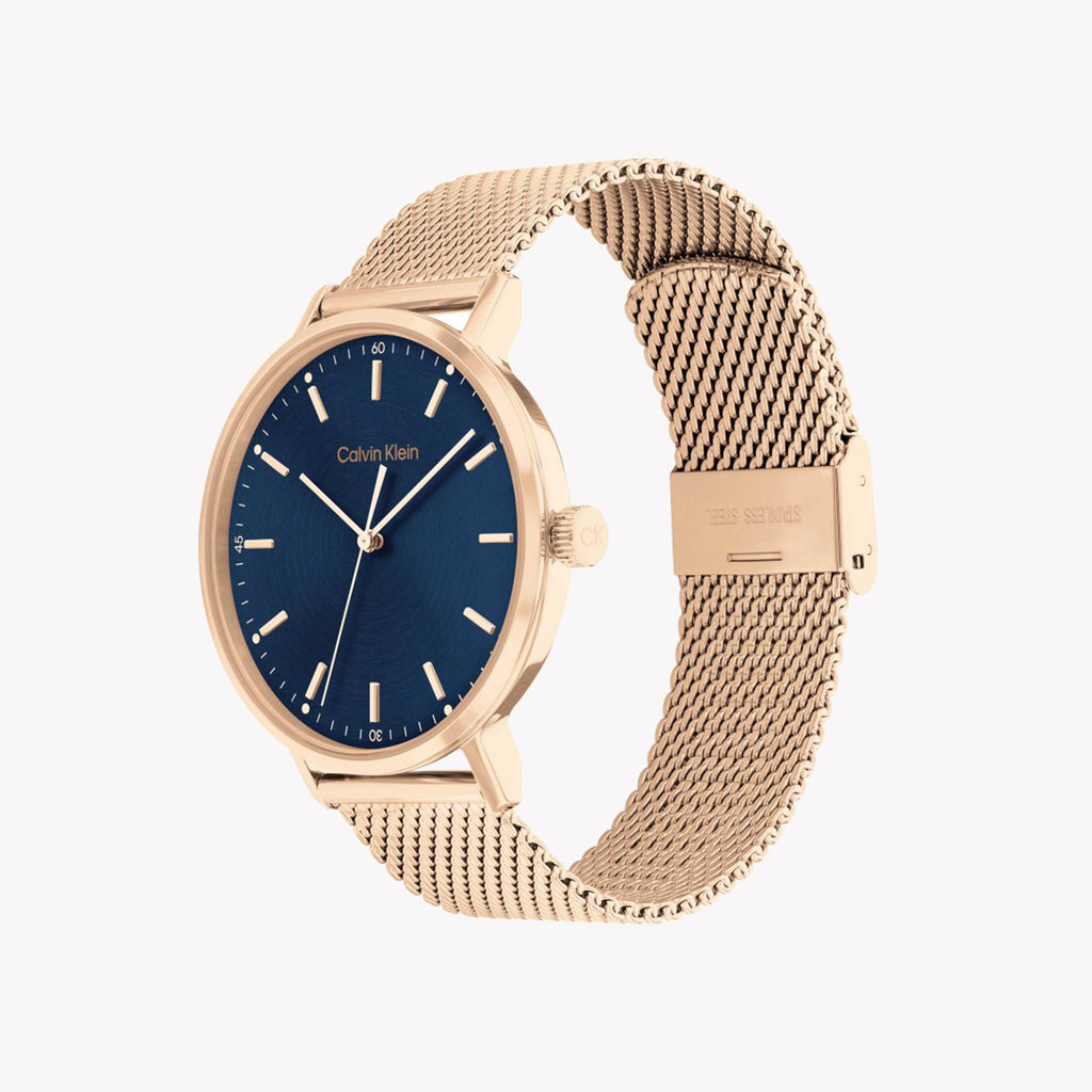 Ck Men's Rose Gold/Blue Stainless Steel Watch | 25200314