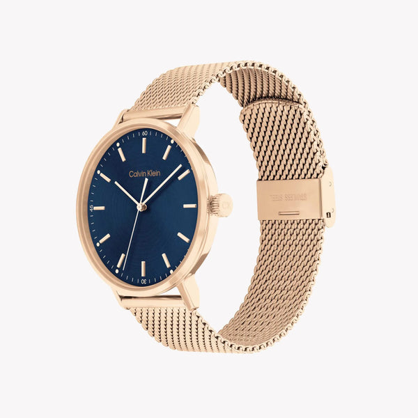 Ck Men's Rose Gold/Blue Stainless Steel Watch | 25200314 by i-watch