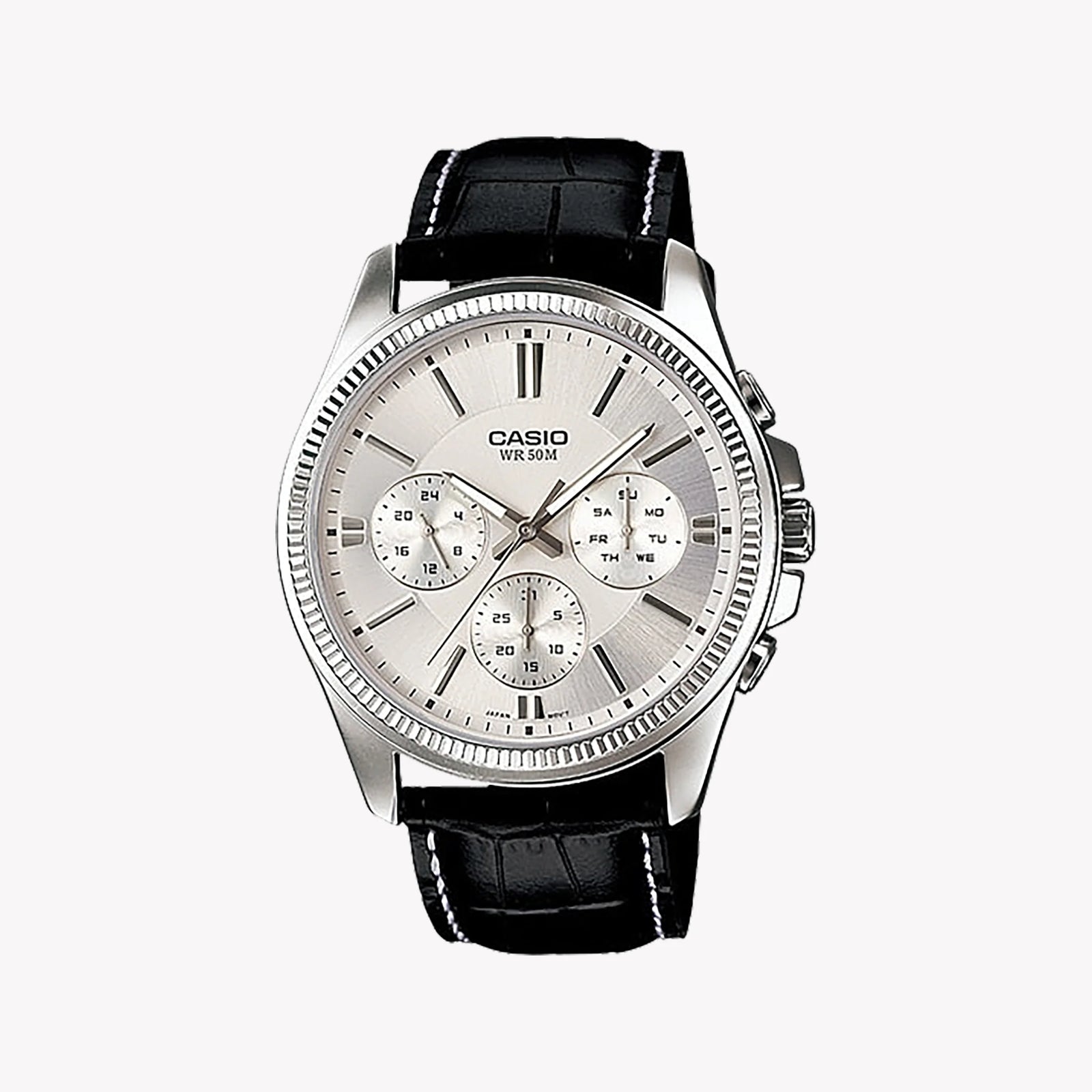 Timeless Elegance Men's Stainless Steel, Black Leather | Mtp-1375l-7avdf by i-watch