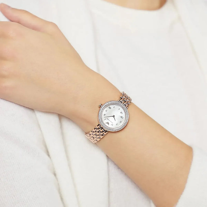 Emporio Armani Women's Rose Gold Stainless Steel Watch, White Dial | Ar11355 by i-watch