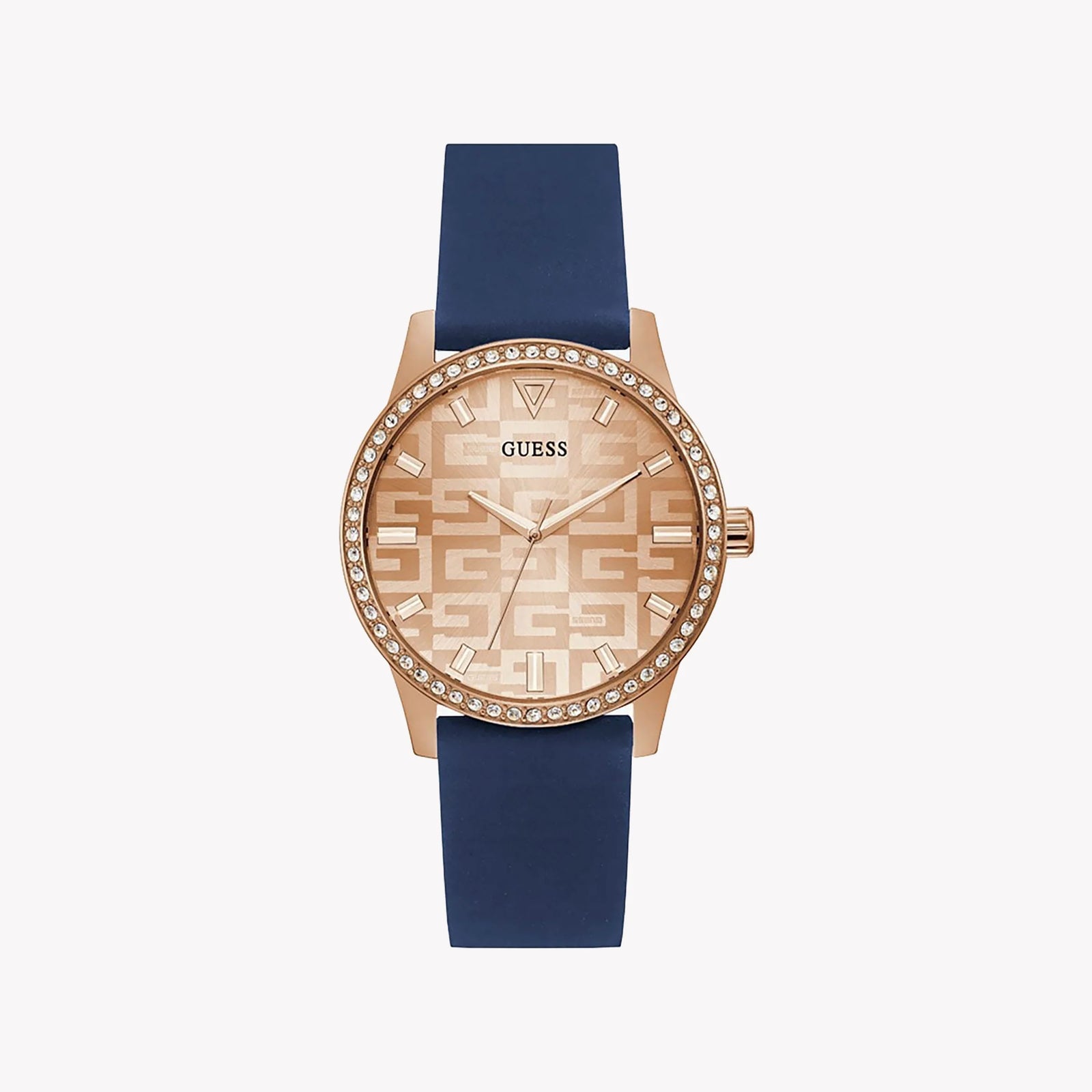 Guess Women's Rose Gold & Blue Silicone Watch, Rose Gold Dial | Gw0355l2 by i-watch
