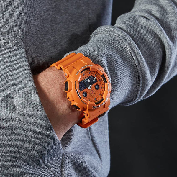 Casio G-Shock Ga-100rs-4adr Rugged Adventurer - Vibrant Orange Men's Watch by i-watch