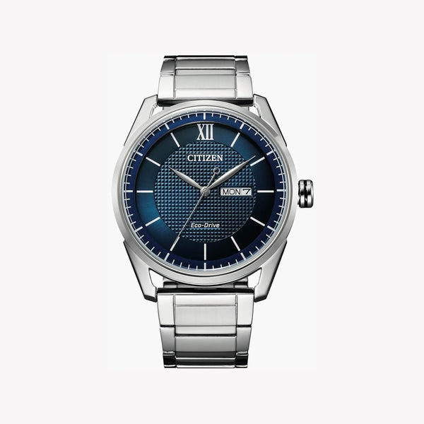 Citizen Eco-Drive Aw0081-89l - Modern Classic - Men's Silver Stainless Steel Watch With Blue Dial by i-watch