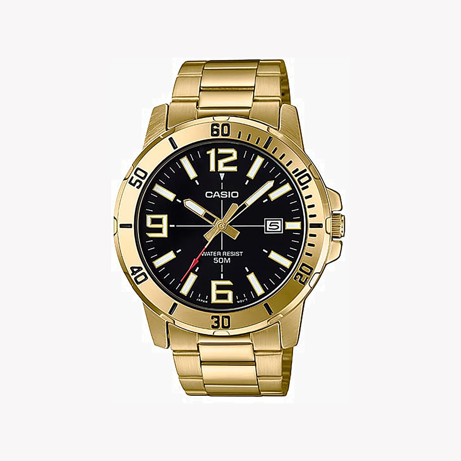 Casio Men's Gold Watch, Black Dial | Mtp-Vd01g-1bv by i-watch