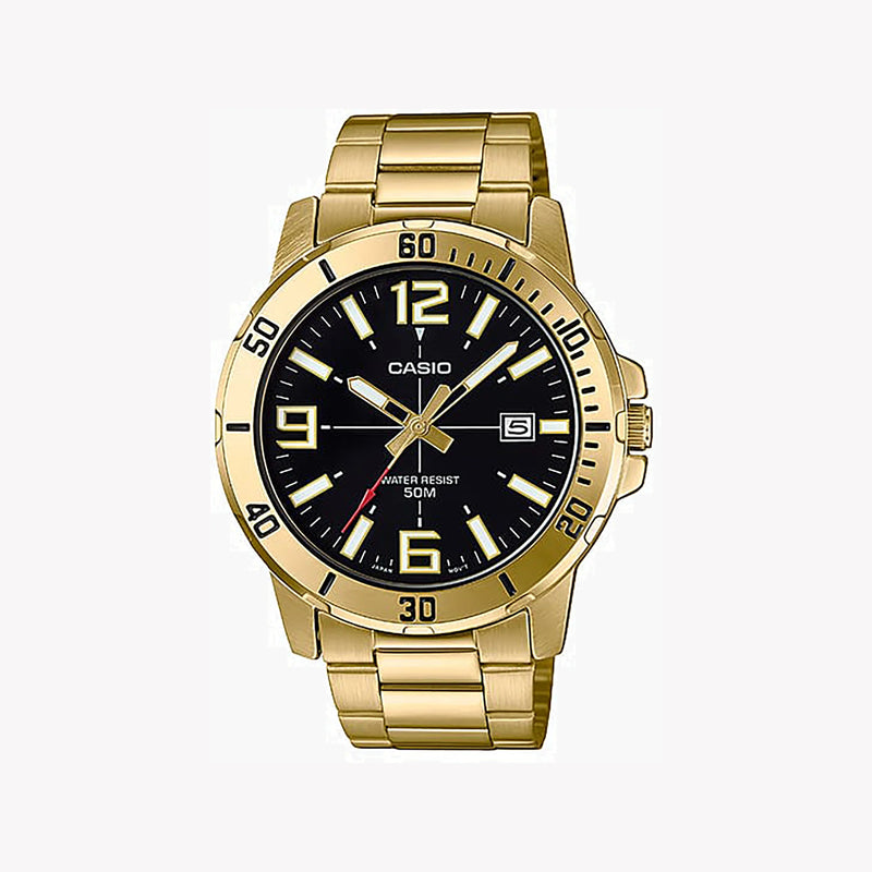 Casio Men's Gold Watch, Black Dial | Mtp-Vd01g-1bv by i-watch