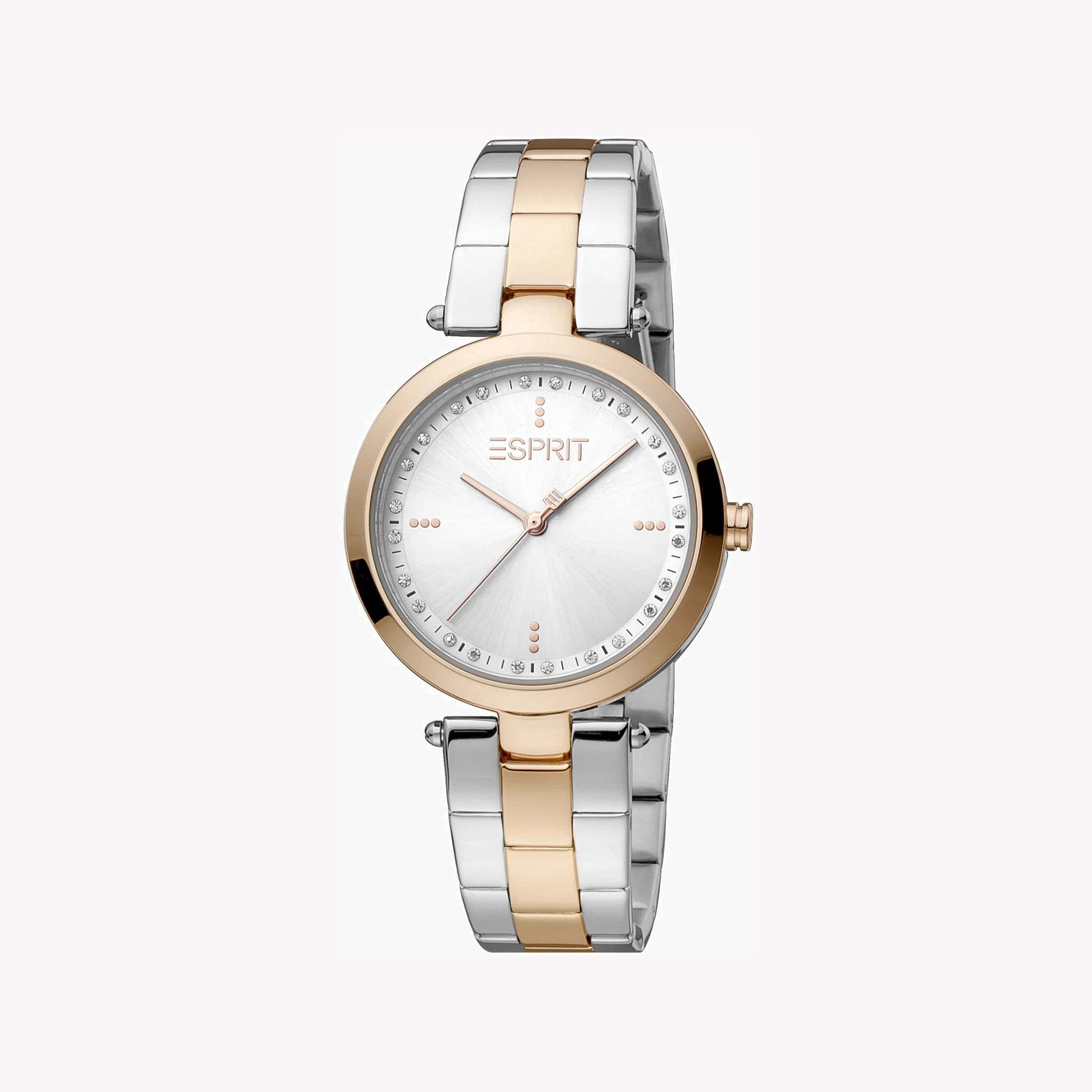 ESPRIT Women's Watch with Rose Gold Stainless Steel Case and Silver & Rose Gold Stainless Steel Band