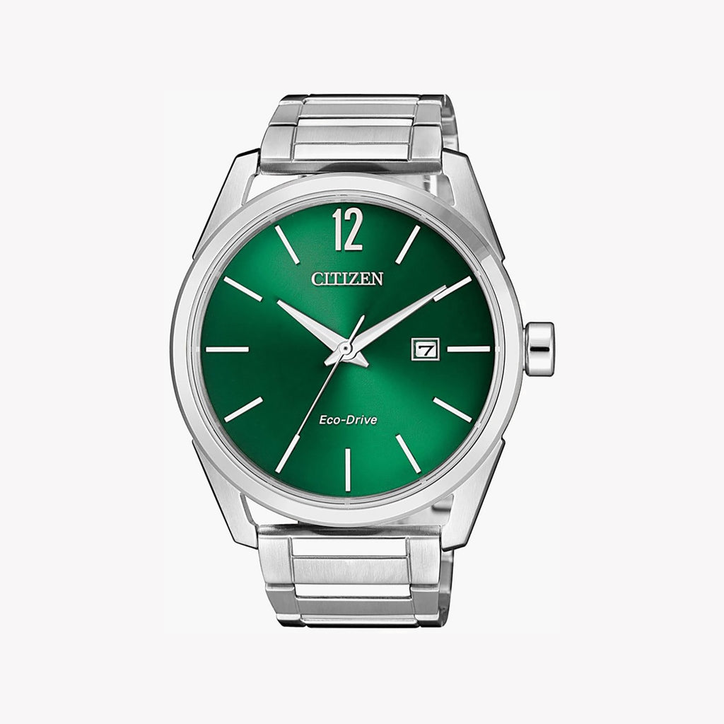 CITIZEN BM7410-51X ECO-DRIVE - BOLD GREEN DIAL STAINLESS STEEL MEN'S WATCH