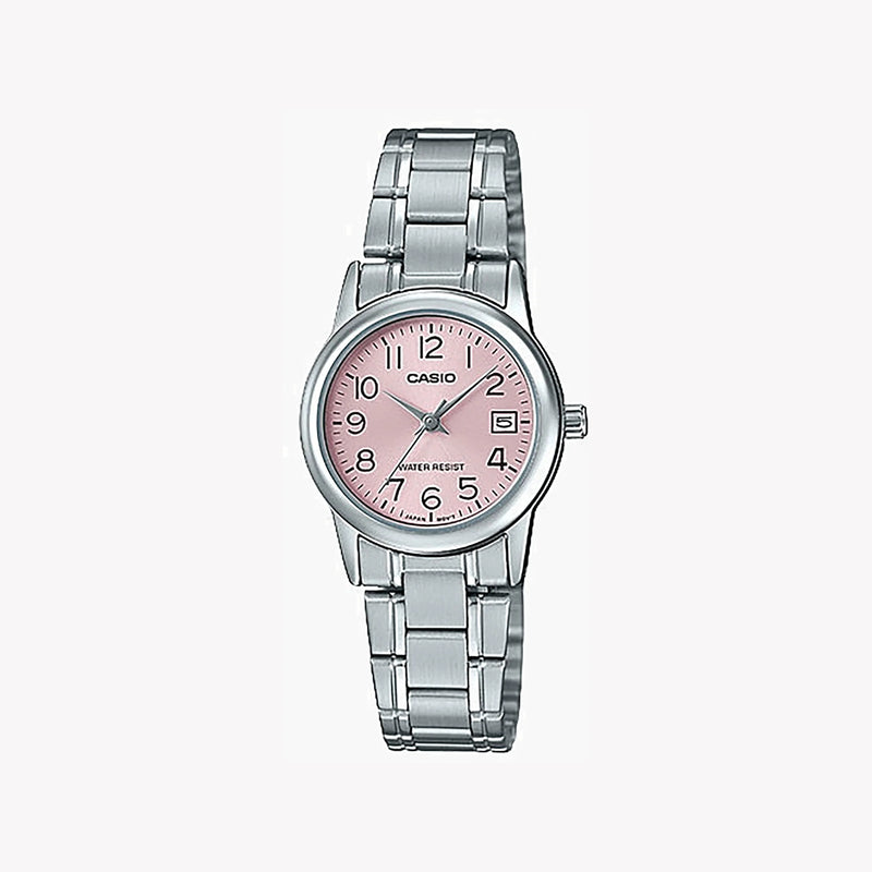 Casio Women's Silver Stainless Steel Watch, Rose Dial | Ltp-V002d-4b by i-watch