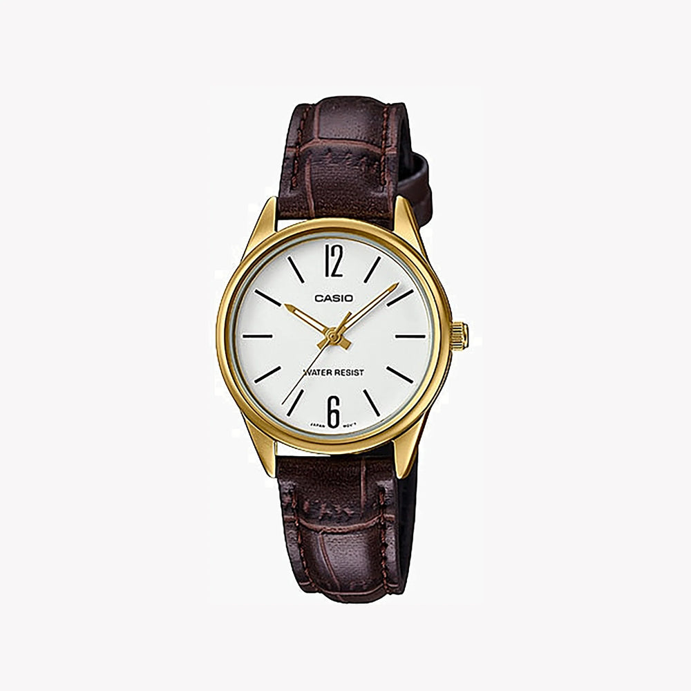 Casio Women's Gold Stainless Steel, Brown Leather | Ltp-V005gl-7b by i-watch
