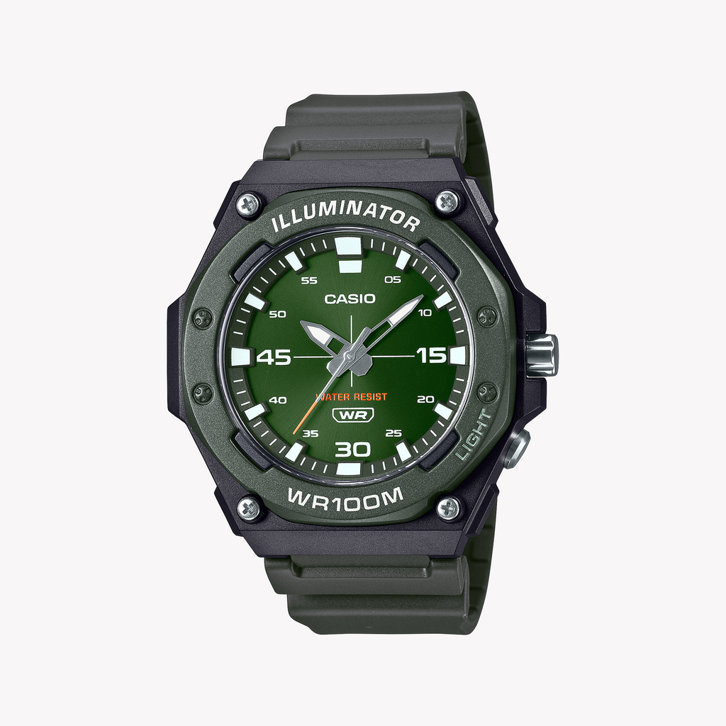 CASIO MW-620H-3AVDF BOLD UTILITY - BLACK RESIN MEN'S WATCH WITH GREEN DIAL