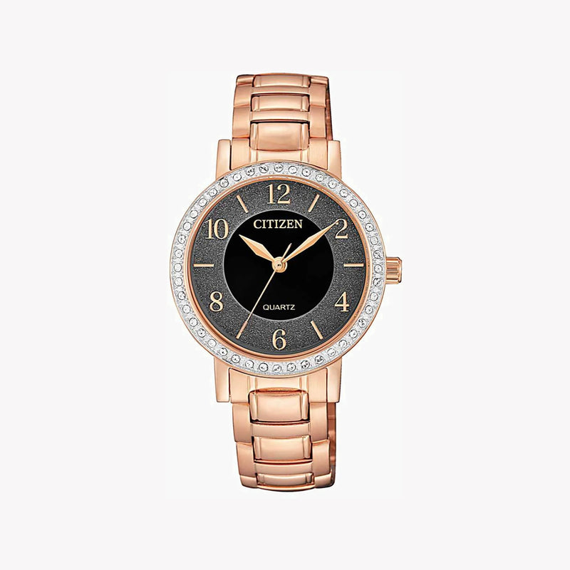 Citizen Women's Rose Gold Watch, Black Dial | El3048-53e by i-watch