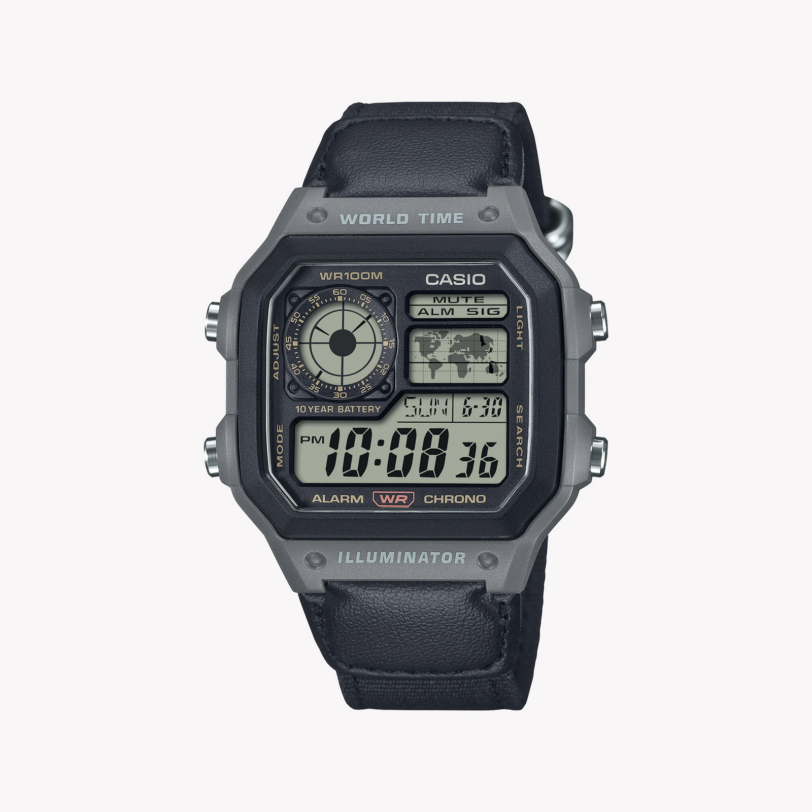 Casio Men's Silver Digital Watch, Black Leather Band | Ae-1200whub-8avef by i-watch