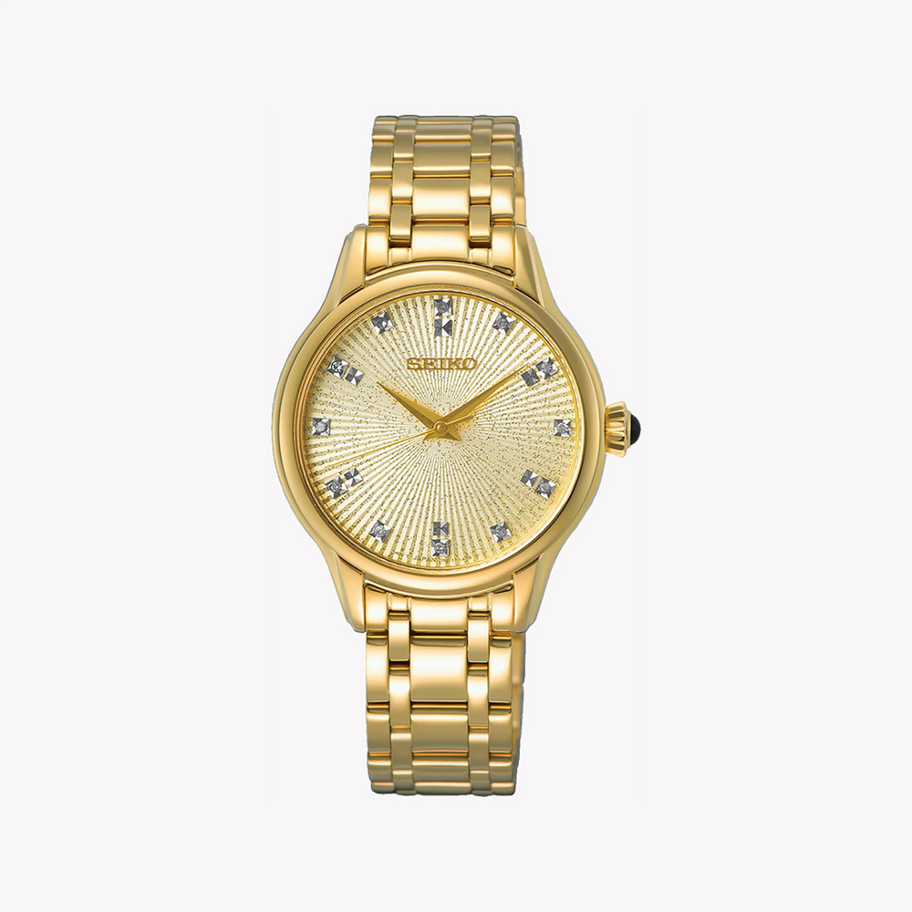 Seiko Women's Gold Stainless Steel Watch, Beige Dial | Srz552p1 by i-watch