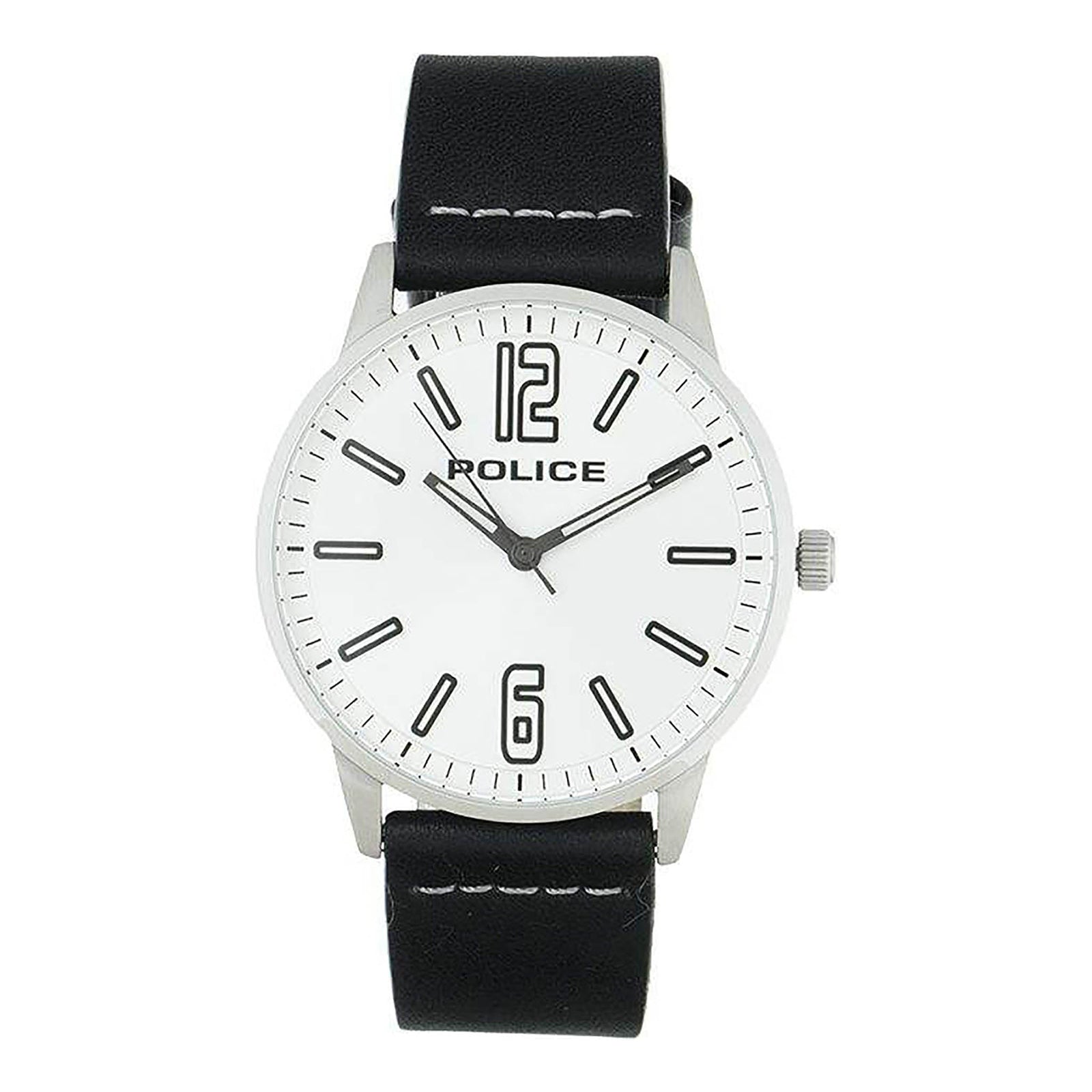 Police Men's Black Leather Watch, White Dial | Pl13983jsu/03 by i-watch
