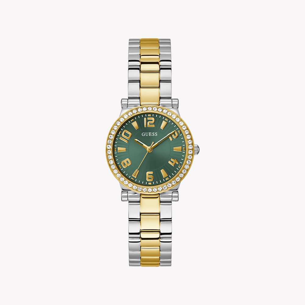 Guess Women's Gold & Silver Watch, Green Dial | Gw0686l2 by i-watch