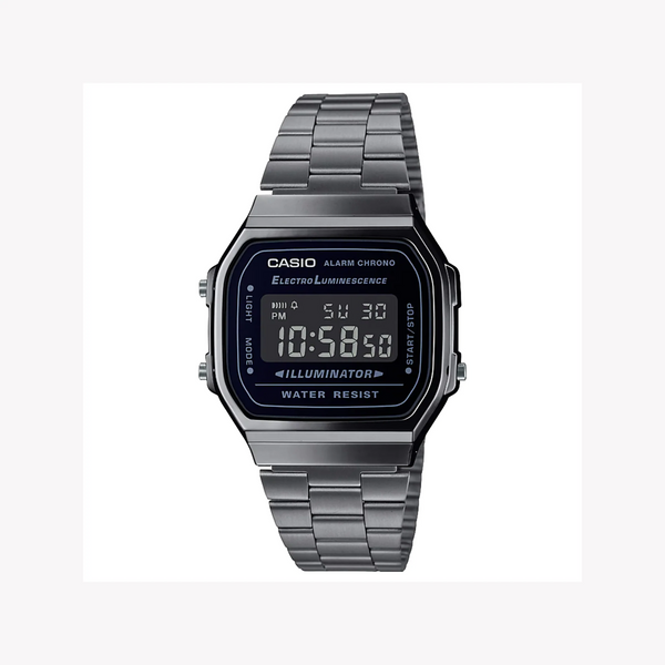 Casio Unisex Black Resin Watch, Stainless Steel Band | A168wgg-1bdf by i-watch