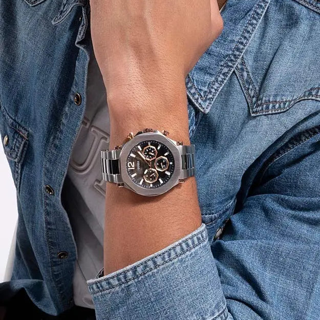 GUESS GW0539G1 BOLD PERFORMANCE - STYLISH SILVER MEN'S QUARTZ WATCH WITH BLACK DIAL-i-Watch-4