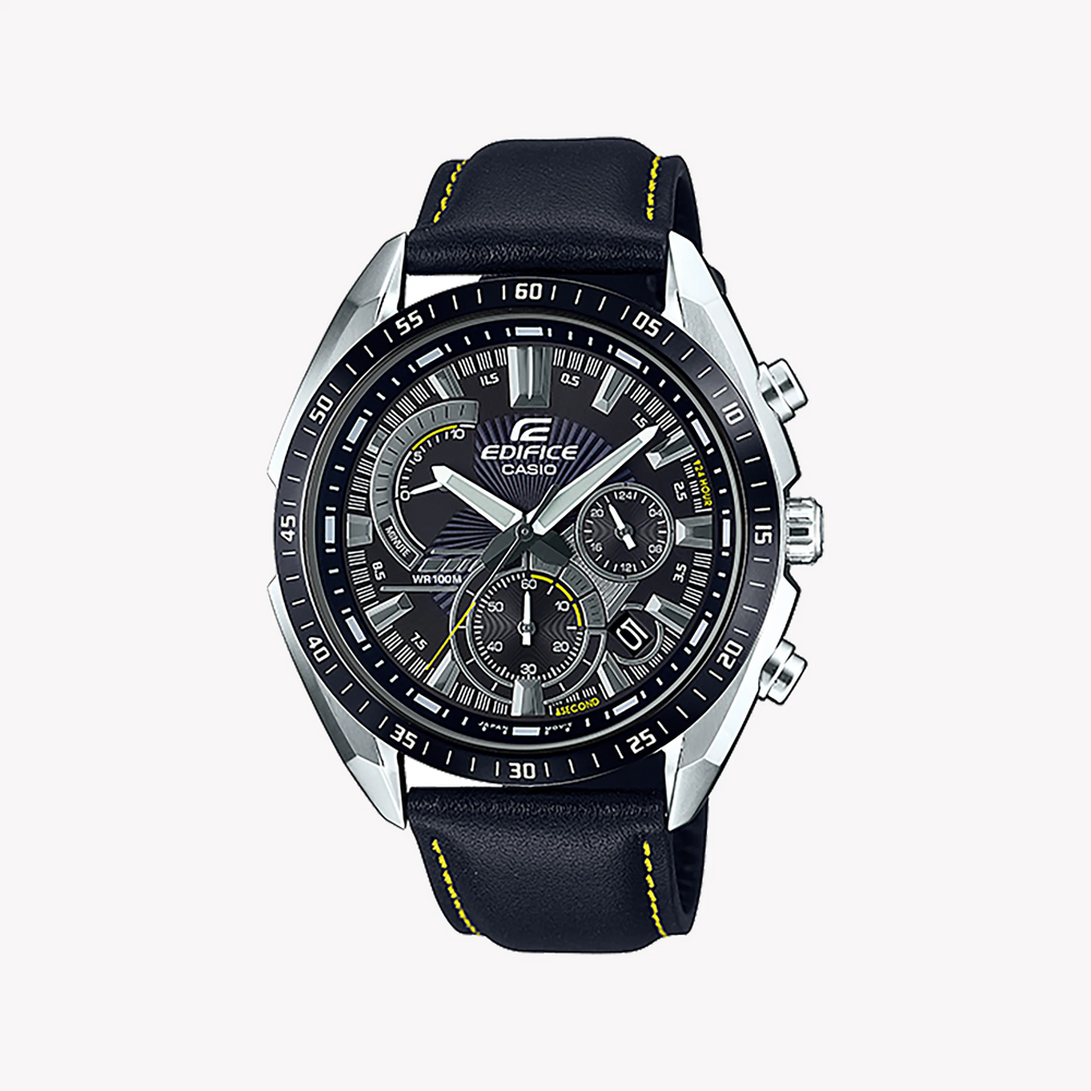 Edifice Efr-570bl-1avudf - Bold Adventure Series Men's Watch With Silver Case And Black Leather Band by i-watch