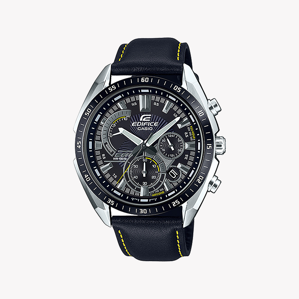 EDIFICE EFR-570BL-1AVUDF - BOLD ADVENTURE SERIES Men's Watch with Silver Case and Black Leather Band