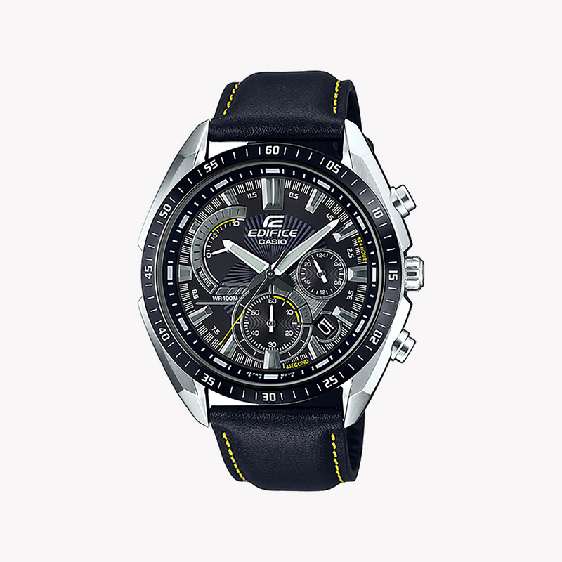 Edifice Efr-570bl-1avudf - Bold Adventure Series Men's Watch With Silver Case And Black Leather Band by i-watch