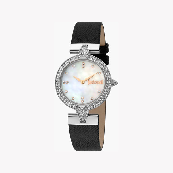 JUST CAVALLI Women's Watch with Silver Stainless Steel Case and Black Leather Band-i-Watch-2