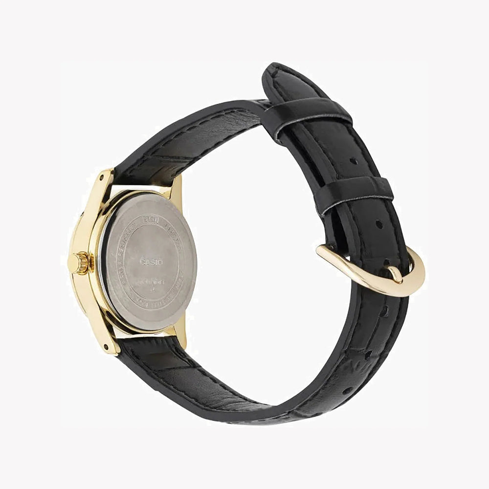 Casio Women's Gold Stainless Steel Watch, Black Leather | Ltp-V001gl-7b by i-watch