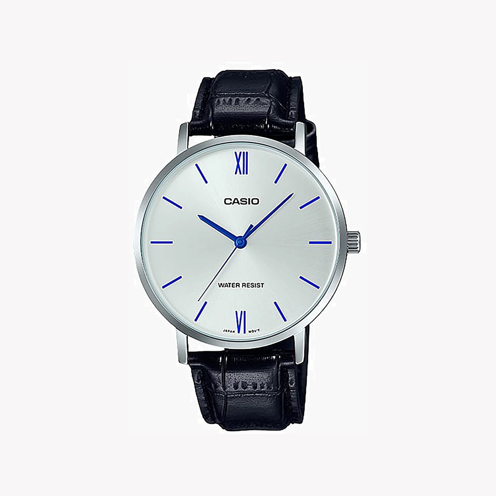 Casio Men's Silver Stainless Steel, Black Leather | Mtp-Vt01l-7b1 by i-watch