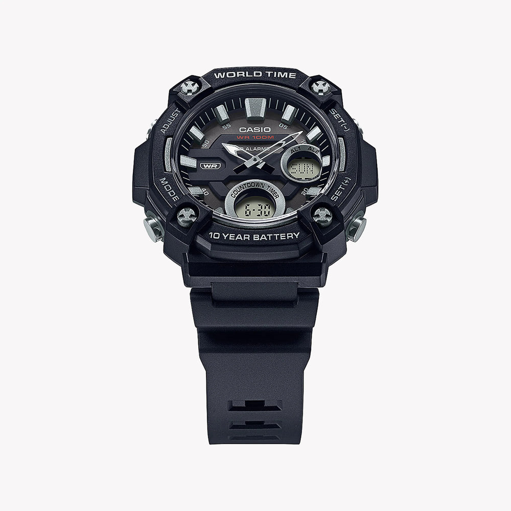 Casio Aeq-120w-1avdf Black Rugged Sport - Functionality Meets Style Men's Watch With Black Resin BAnd and Dial by i-watch