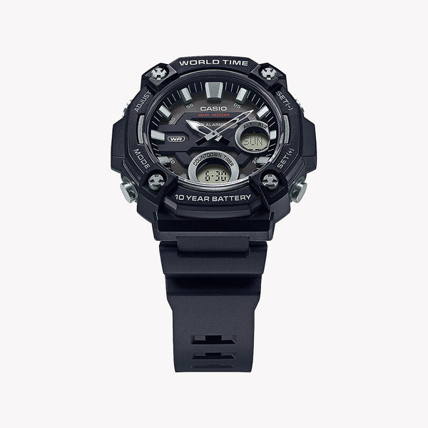Casio Aeq-120w-1avdf Black Rugged Sport - Functionality Meets Style Men's Watch With Black Resin BAnd and Dial by i-watch
