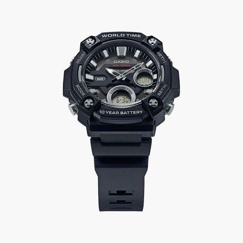 Casio Aeq-120w-1avdf Black Rugged Sport - Functionality Meets Style Men's Watch With Black Resin BAnd and Dial by i-watch