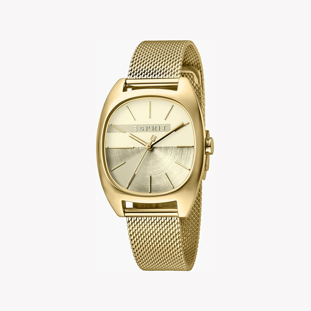 ESPRIT Women's Watch with Gold Stainless Steel Case and Gold Stainless Steel Band