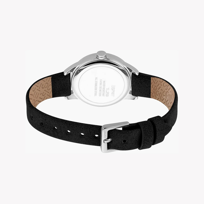 Esprit Women's Black Faux Leather Watch, Silver Dial | Es1l197m0015 by i-watch