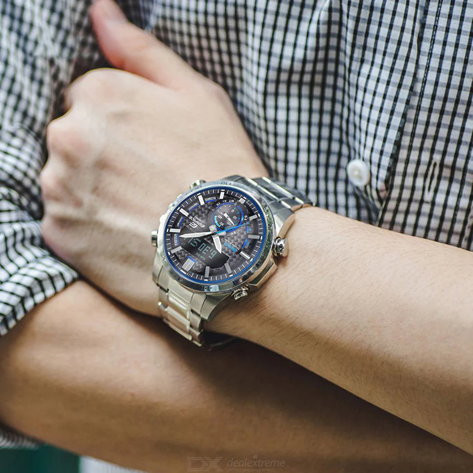 Casio Edifice Ecb-800d-1adr - Sporty Elegance For The Modern Adventurer Men's Watch With Stainless Steel BAnd and Bold Black Dial by i-watch