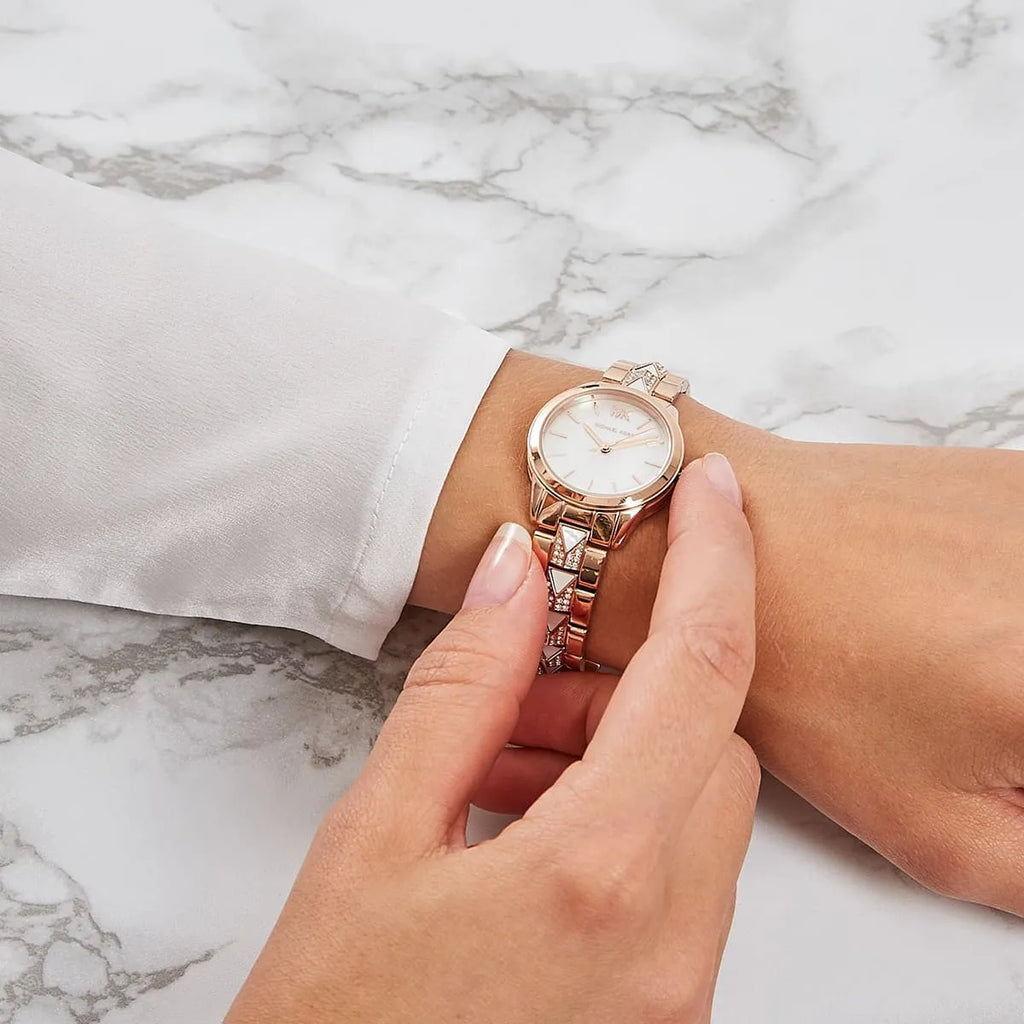 MICHAEL KORS MK6674 ROSE GOLD ELEGANCE - CHIC WOMEN'S WATCH WITH WHITE DIAL & STAINLESS STEEL BAND-i-Watch-4