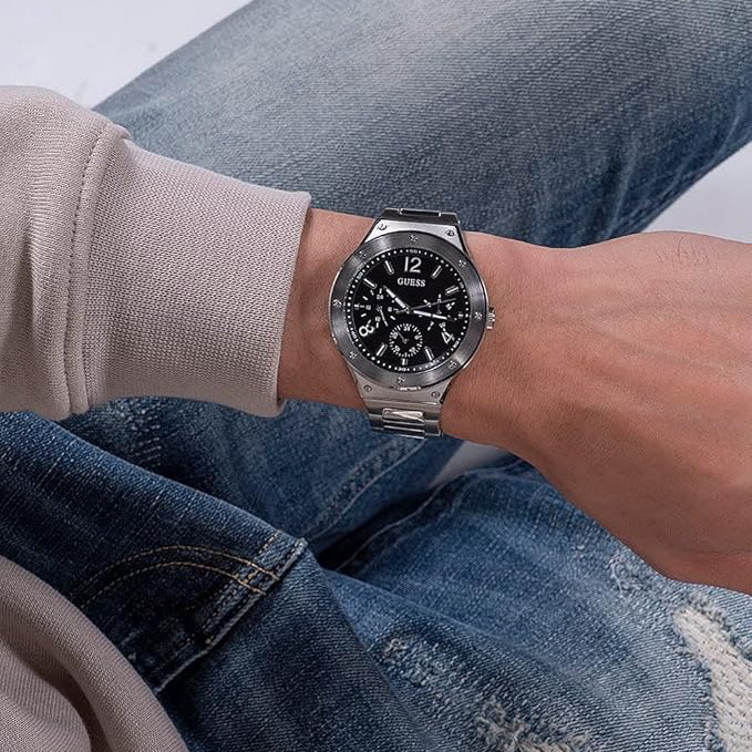 GUESS GW0454G1 BOLD PRECISION - STYLISH SILVER TIMEPIECE WITH BLACK DIAL & 10 ATM WATER RESISTANCE-i-Watch-4