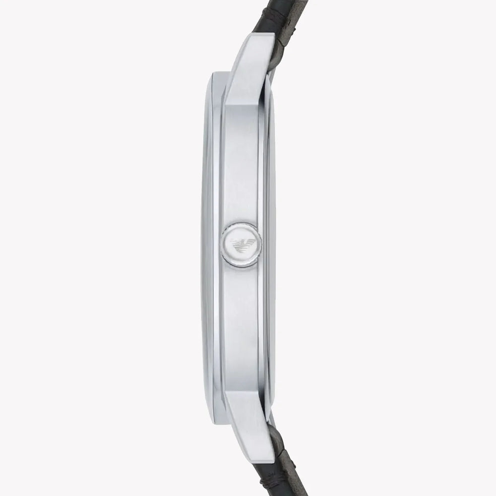 Emporio Armani Men's Silver Stainless Steel, Black Leather | Ar11013 by i-watch
