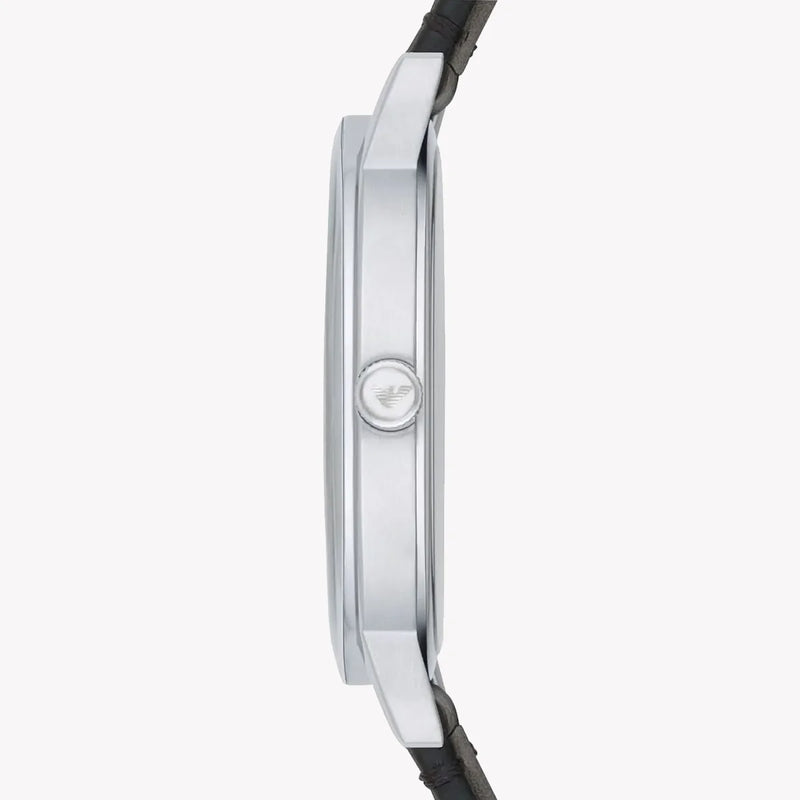 Emporio Armani Men's Silver Stainless Steel, Black Leather | Ar11013 by i-watch