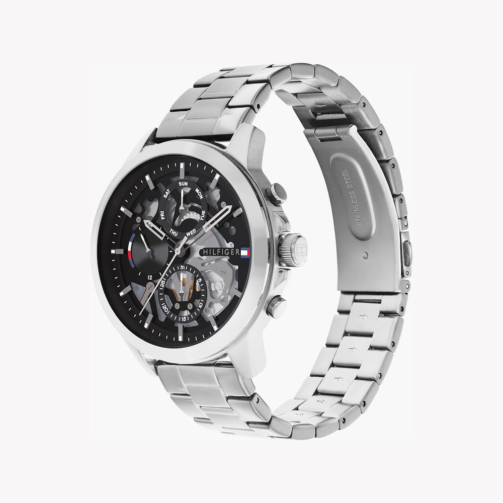 Tommy Hilfiger Men's Silver Stainless Steel, Black Dial | 1680669 by i-watch