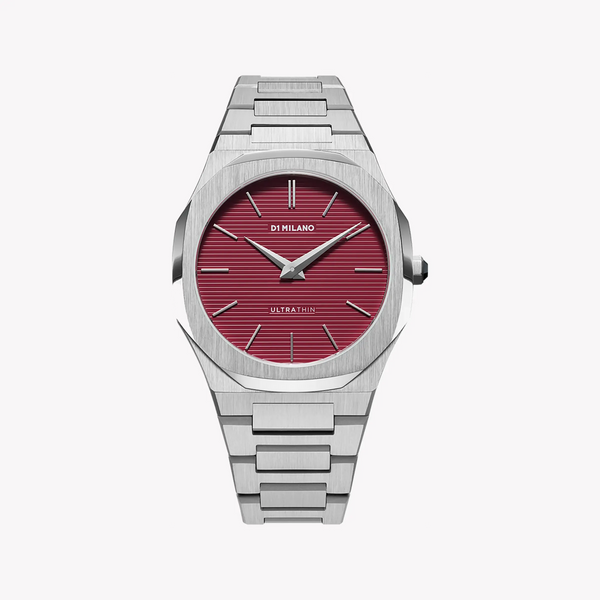 D1 MILANO Unisex Silver Stainless Steel, Red Dial | D1-UTBJ11 by i-watch