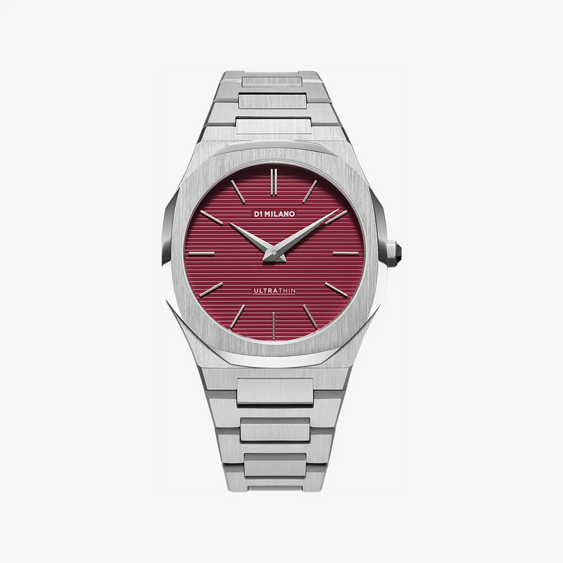 D1 MILANO Unisex Silver Stainless Steel, Red Dial | D1-UTBJ11 by i-watch