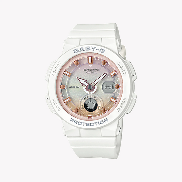 Baby-G Bga-250-7a2dr - Summer Escapade - Chic Sporty Women's Watch In White Resin With Neon Display by i-watch