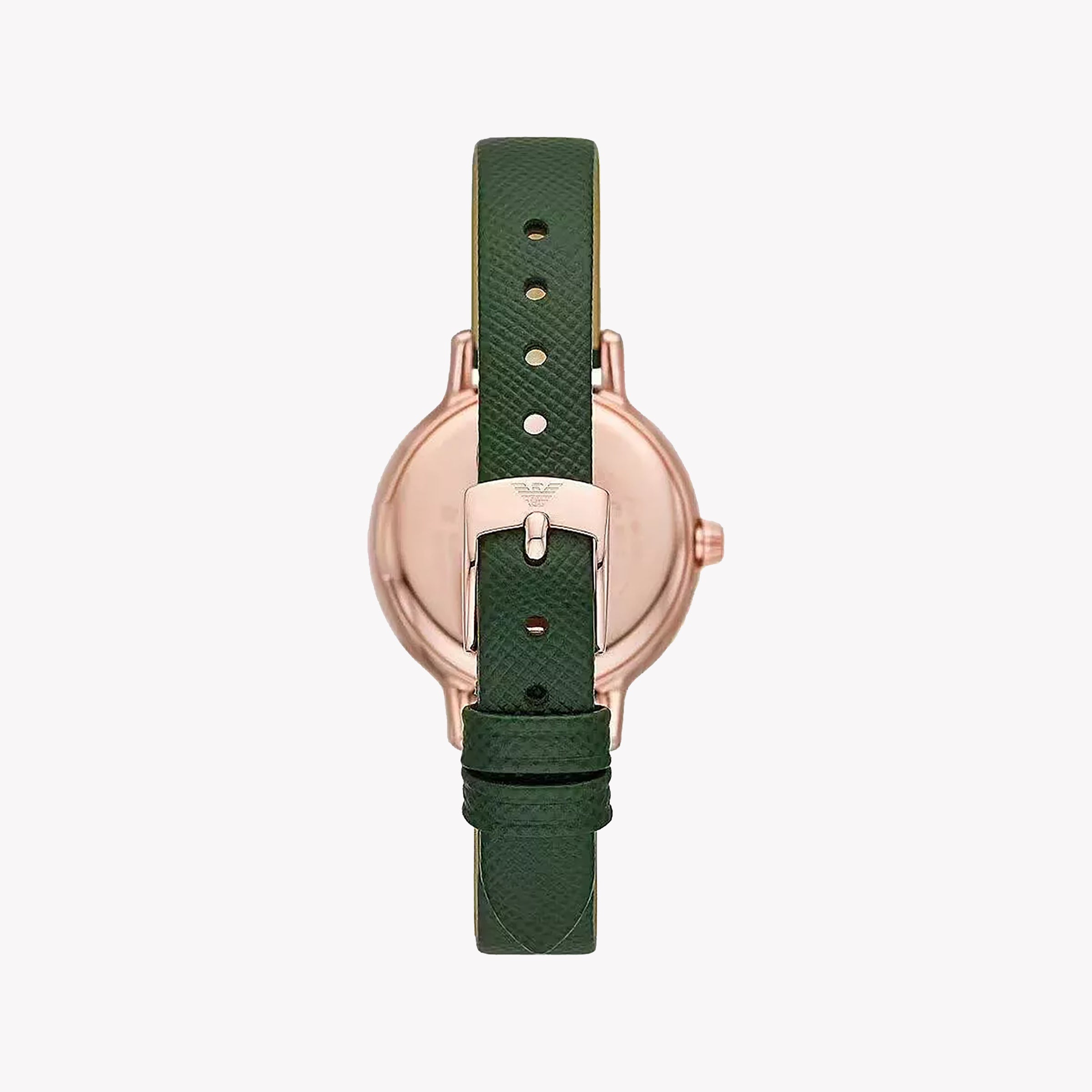 EMPORIO ARMANI Women's Watch with Rose Gold Stainless Steel Case and Green Leather Band