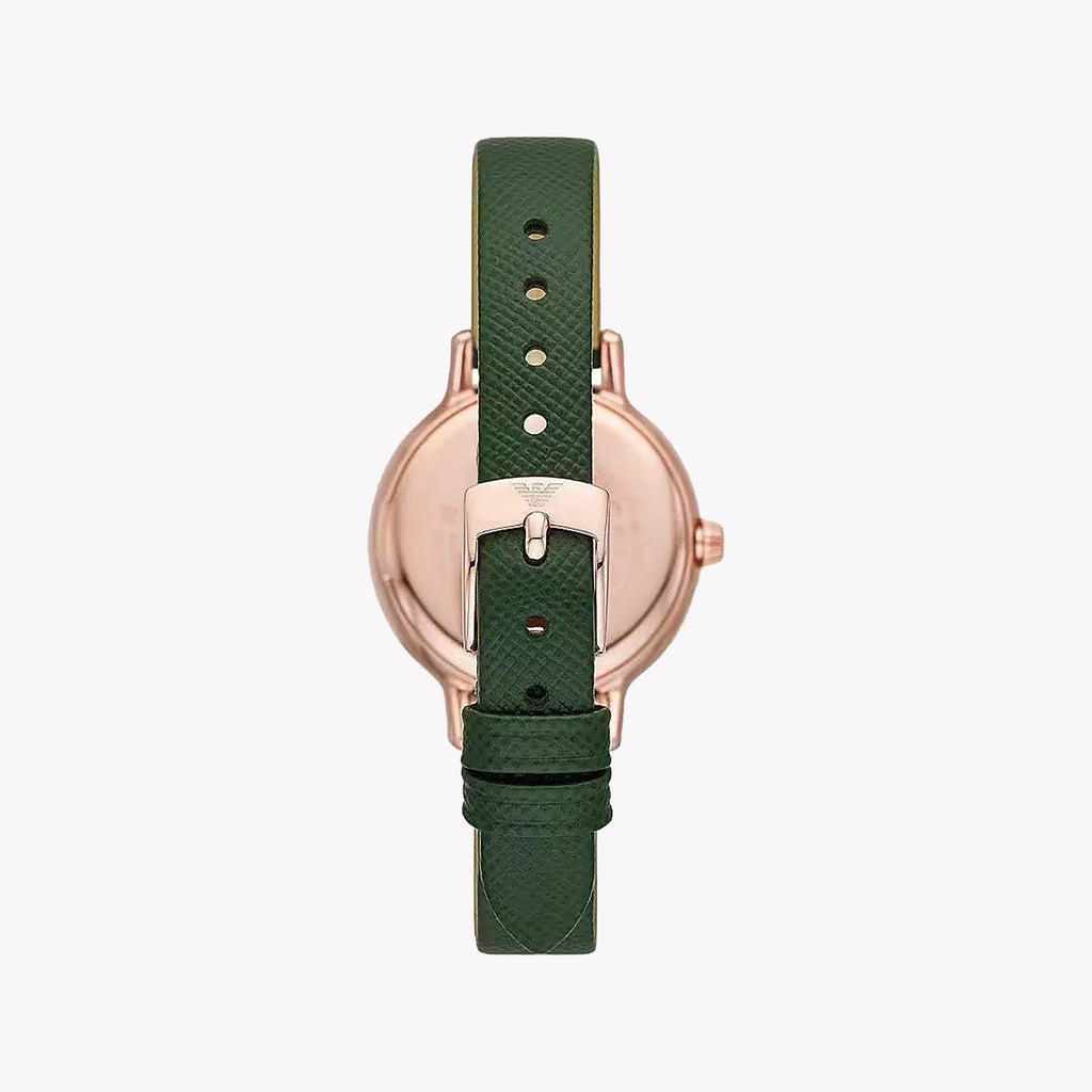 EMPORIO ARMANI Women's Watch with Rose Gold Stainless Steel Case and Green Leather Band-i-Watch-3