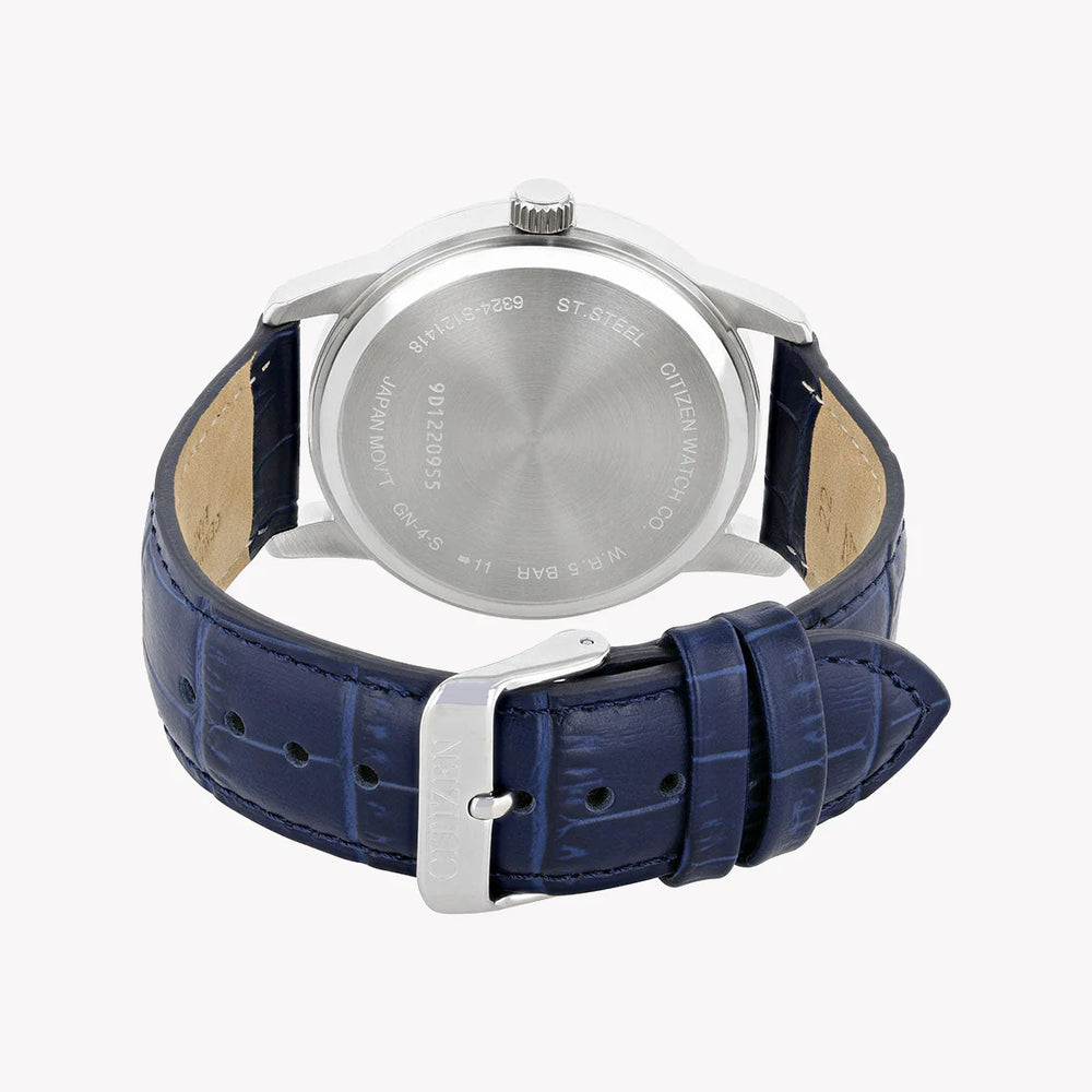 CITIZEN AK5000-03A STYLISH PRECISION - MEN'S BLUE LEATHER MOONPHASE WATCH-i-Watch-4