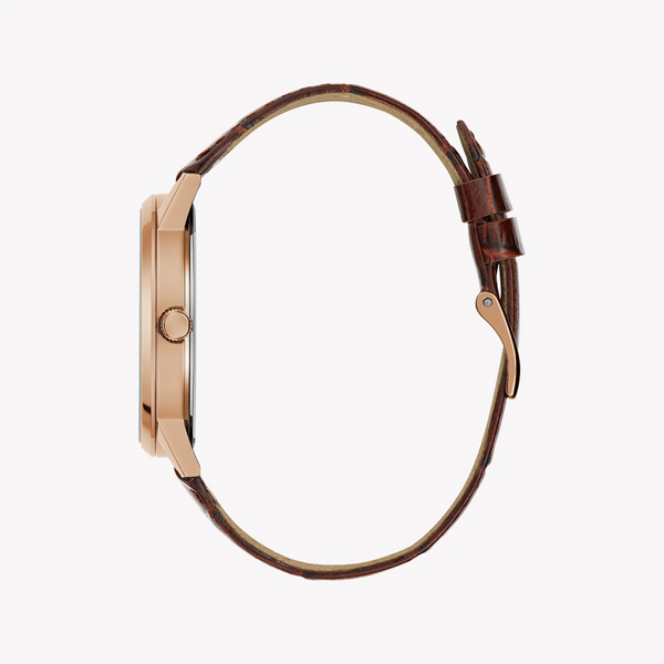 Guess Men's Rose Gold Leather Watch, Clear Dial | Gw0570g2 by i-watch